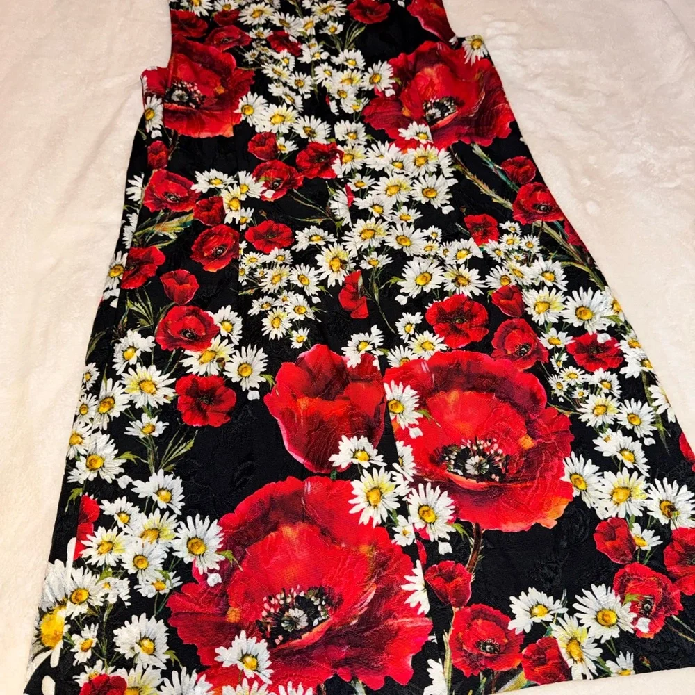Dolce & Gabbana Black Dress with Red and White Floral Design - Picture 8 of 17